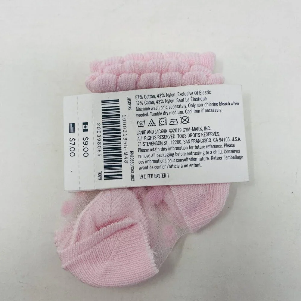 Janie and Jack Baby Girls 0-3 Months Sheer Polka Dot Ankle Socks in Light Pink